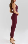 House Of Cb Womens Grape Lusilla Halterneck Stretch-mesh Midi Dress In Brown