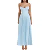 House Of Cb Marcella Strapless Pleated Georgette Gown In Stratosphere