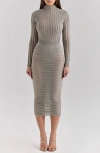 House Of Cb Margo Stripe Sweater Skirt In Gray