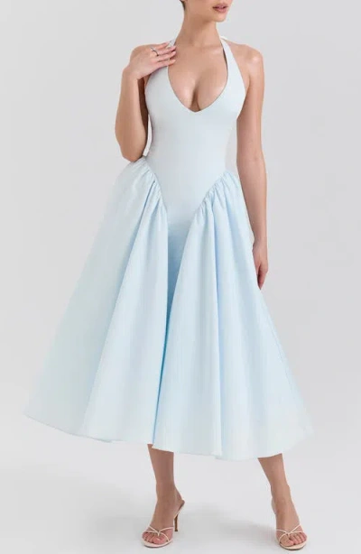House Of Cb Marilyn Halter Midi Dress In Ancient Water