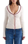 House Of Cb Of Cb Womens Ivory Marla Heart-print Knitted Cardigan In Ivory