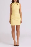 House Of Cb Maya Butter Yellow Faux Leather Cocktail Dress In Yellow