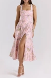 House Of Cb Minerva Floral Print Chiffon Midi Sundress In Pink