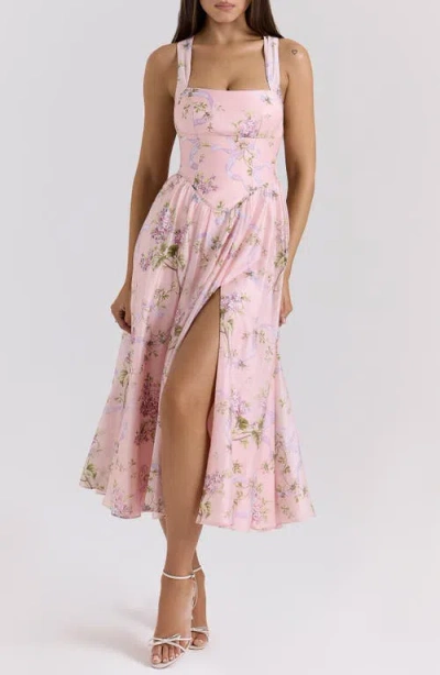 House Of Cb Minerva Floral Print Chiffon Midi Sundress In Pink