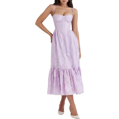House Of Cb Mira Organza Corset Midi Dress In Orchid Floral