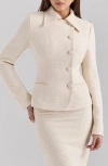 House Of Cb Womens Cream Misha Button-front Boucle Blazer In Cream