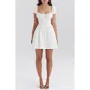 House Of Cb Nala Puff Sleeve Stretch Cotton Blend Minidress In White