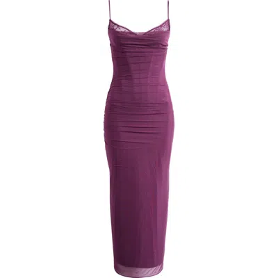 House Of Cb Nalini Mesh & Lace Corset Gown In Winter Bloom