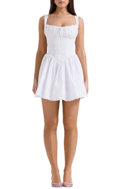 House Of Cb Natassia Corset Cotton Blend Cocktail Minidress In White