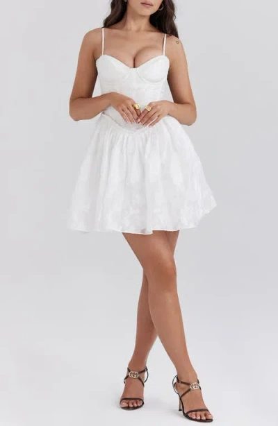House Of Cb Nerissa Corset Bodice Cotton Blend Fit & Flare Minidress In White