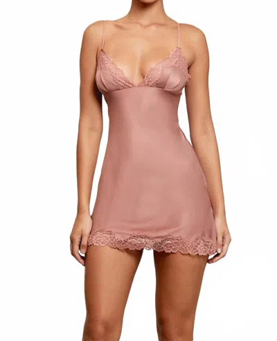 House Of Cb Nia Satin And Lace Slip Mini Dress In Rose Pink