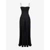 House Of Cb Womens Black Anabella Fitted-bodice Lace-up Satin Maxi Dress