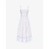 House Of Cb Womens White Ava Broderie-anglaise Stretch-cotton Midi Dress In White