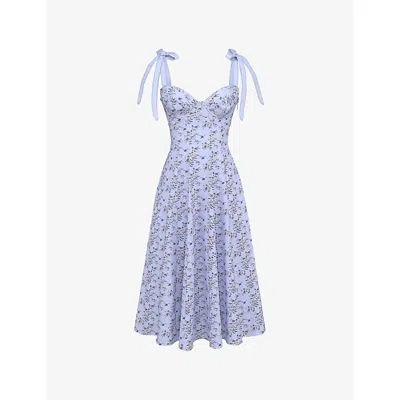 House Of Cb Womens  Emely Floral-print Stretch-cotton Midi Dress