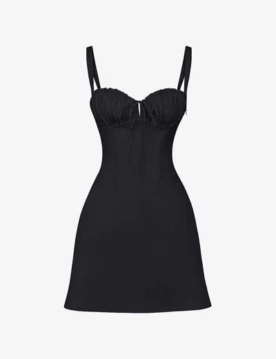House Of Cb Womens Black Carlotta Fitted-bodice Square-neck Stretch-cotton Mini Dress