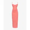 House Of Cb Of Cb Womens Carmella Floral-embellished Woven Maxi Dress Coral In Orange