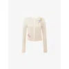House Of Cb Of Cb Womens Anjou Floral-embroidered Wool Knitted Cardigan Cream Floral Xs In Cream Floral