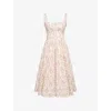 House Of Cb Of Cb Womens Cream Floral Mariabella Floral-print Stretch-cotton Midi Dress