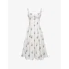 House Of Cb Of Cb Womens Cream Floral Rosalee Floral-print Stretch-cotton Midi Dress In Cream Floral
