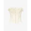 House Of Cb Of Cb Womens Cream Idella Lace-trim Stretch-satin Corset Top Xs In Cream