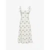 House Of Cb Of Cb Womens Dionne Corseted Stretch-cotton Midi Dress Daisy Stripe Cream