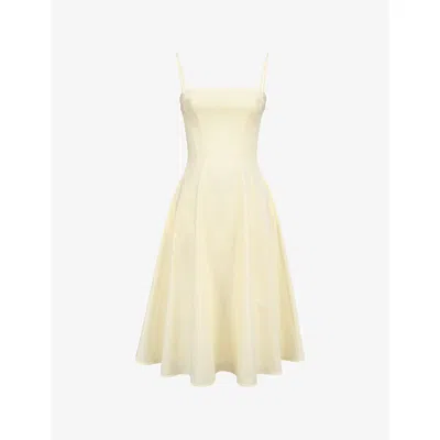 House Of Cb Womens  Dolly Square-neck Stretch-cotton Midi Dress