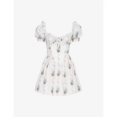 House Of Cb Womens  Issa Floral-print Stretch-cotton Mini Dress
