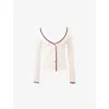 House Of Cb Of Cb Womens Ivory Marla Heart-print Knitted Cardigan In Ivory