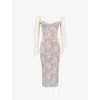 House Of Cb Of Cb Womens Ivory Saisha Long-sleeve Lace Midi Dress