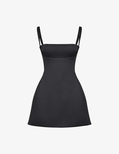 House Of Cb Womens Black Kara Stretch-woven Mini Slip Dress