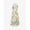 House Of Cb Of Cb Womens Lemon Ribbon Allena Corset-bodice Stretch-cotton Midi Dress