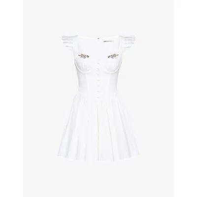 House Of Cb Of Cb Womens Lemon Sisi Floral-embroidered Stretch-cotton Mini Dress