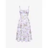 House Of Cb Of Cb Womens Lilac Floral Kim Floral-print Cotton Midi Dress In Lilac Floral