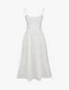 House Of Cb Womens Ivory Lolita Square-neck Fitted-bodice Stretch-cotton Midi Dress In White