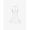 House Of Cb Womens White Loulette Halter-neck Bow-embellished Stretch-crepe Mini Dress