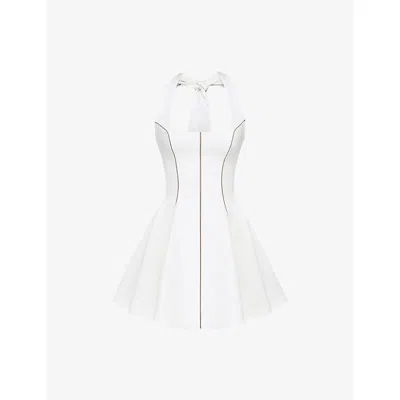 House Of Cb Womens White Loulette Halter-neck Bow-embellished Stretch-crepe Mini Dress