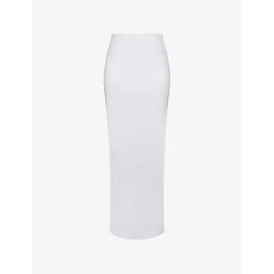 House Of Cb Of Cb Womens Lyra V-back Draped Stretch-cotton Maxi Skirt White