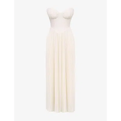 House Of Cb Womens Ivory Marcella Pleated Woven Maxi Dress In White