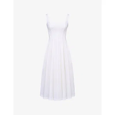 House Of Cb Womens White Mariabella Straight-neck Sleeveless Stretch-cotton Midi Dress