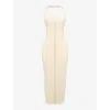 House Of Cb Womens Ecru Mia Halter-neck Stretch-woven Maxi Dress In Ecru