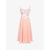 House Of Cb Of Cb Womens Peach Clarabelle Detachable Corset Stretch-cotton Midi Dress