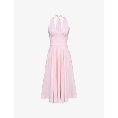 House Of Cb Of Cb Womens Pink Allena Corset-bodice Stretch-cotton Midi Dress Xs