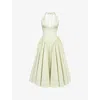 House Of Cb Of Cb Womens Marilyn Halter Stretch-cotton Midi Dress Pistachio