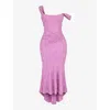 House Of Cb Womens Rose Pink Cesca Floral-print Corseted Stretch-woven Maxi Dress