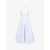 House Of Cb Of Cb Womens Soft Blue Marilyn Halter Stretch-cotton Midi Dress Xs
