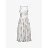 House Of Cb Of Cb Womens Soft Blue Vintage Minerva Floral-print Chiffon Midi Dress In Soft Blue Vintage