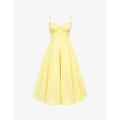 House Of Cb Of Cb Womens Sunshine Mademoiselle Floral-print Stretch Cotton-blend Midi Dress