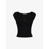 House Of Cb Of Cb Womens The Cap Sleeve Corset Jersey Top Black In Black