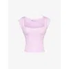 House Of Cb Of Cb Womens The Cap Sleeve Corset Jersey Top Pink In Purple