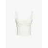 House Of Cb Of Cb Womens The Drape Neck Jersey Corset Top Ivory In White